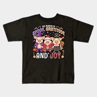 Halloween Thanksgiving Christmas Holiday Mashup Kids T-Shirt